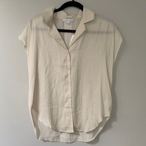 Nic+Zoe Cream Short Sleeve Button-Down Shirt
